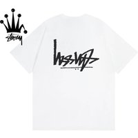 Stussy Reverse Logo Printed Pattern Pure Cotton Short Sleeved T shirt