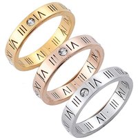 Jewelry Simple Roman Numeral Diamond Couple Ring Stainless Steel Personality Pinky Ring Versatile Hand Jewelry