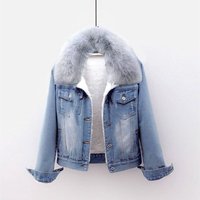 Clothing Denim jacket autumn winter velvet thickened fashionable slim fit versatile slimming popular outerwear cotton coat