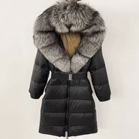 Clothing Winter Hot Style Long Waist Hooded Real Fox Fur Collar Fur Down Jacket
