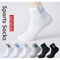 Men's Cotton Mid Calf Socks With Lettering Sporty Fashionable Sweat Absorbent Breathable Six Colors Available