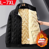 Lamb Wool Cotton padded Jacket Fleece Thickened Cotton padded Clothing Warm Loose Stand up Collar Jacket Dads Cotton padded Jacket