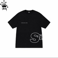Stussy International Tribal Letter Printed Cylindrical Short Sleeved T shirt Made Pure Cotton Fabric Both