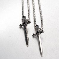 Popular Hip Hop Titanium Steel Diamond Sword Pendant Personality Men Casual Couple Necklace