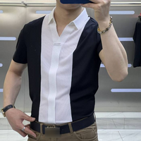 Men's Clothing High End Light Luxury Long Sleeved Shirt Fashion Business Casual Slim Stitching Long Sleeved T Shirt