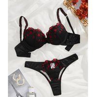 Lace Underwire Bra Set Sexy Lingerie 3 Piece Matching Panties & Garter Belt