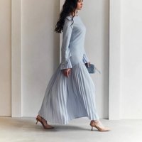 Clothing Spring Round Neck Loose Casual Top Retro Temperament Pleated Skirt Suit