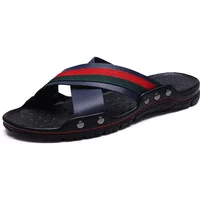 FUQIAO Brand Summer Fashion Leather Sandals Cross Strap Beach Water Shoes High Quality Slippers Big