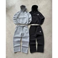 Printed Fleece Tracksuit Full Zip Hoodie & Jogger Set Streetwear Comfort 2
