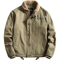 Autumn Winter Deck Clothes Middle aged Thickened Fleece Tooling Jacket Retro Lamb Fleece Jacket