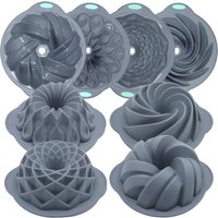 Tongjude 4 Pieces Silicone Fluted Cake Pans Cups Tube Baking Pan Non Stick Kitchen Oven Baking Pans Silicone Molds Homemade Cake Bread Jello