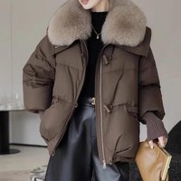 Fashion Short Loose Cotton Coat Large Fur Collar Thickened Clothes