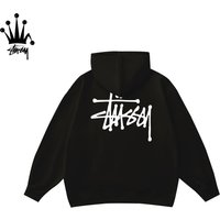 Stussy Regular Font Basic LOGO Printed Hooded Sweatshirt Made Pure Cotton Fabric Both