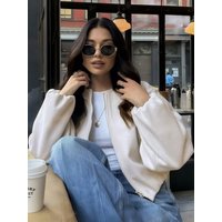 Short Bomber Jacket Fall Aviator Style Baseball Coat XS S M L XL