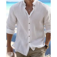 Men's Twist Button Shirt Long Sleeve Solid Color Collar Spring Summer Casual Daily Clothing Clothing