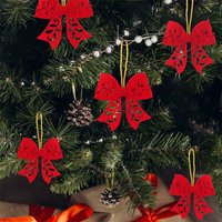 5Pcs Christmas Small Bow Pendant Accessories Christmas Tree Decoration Pendant Bow gift Box Decoration