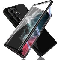 Double Sided Magnetic Adsorption Metal Bumper Glass Case Samsung Galaxy S8 S9 S10 Plus S20 S21 S22 S23 Ultra Note8 Note9 Note10 Note20Ultra Cover