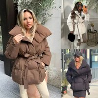  Longline Belted Puffer Coat – Lightweight Quilted Jacket Stand Collar & Zip Closure 