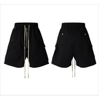Men's Clothing Streetwear Cargo Shorts Multi-Pocket Drawstring Zip-Up Casual Shorts With Loose Fit & Wide Leg - Summer Fashion Essentials In Black