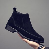 Martin Boots Leather Velvet Korean Version Chinese Boots Pointed Short Boots Chelsea Boots