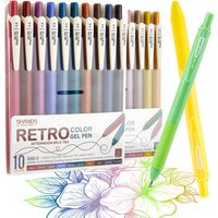 S686 10 Retractable Gel Pens Set 0.5mm Fine Tip Quick Dry Ink Note Taking Journaling Drawing & School Supplies