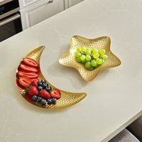 Vintage Moon & Star Tray Set – Decorative Wrought Iron Serving Plates Desserts Snacks & Home Decor 