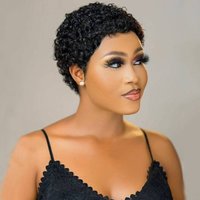 Short Afro Kinky Curly Wigs For Black Women Human Hair Wig Pixie Cut Wig Natural Black Color 100% Brazilian Virgin Hair Short Human Hair Curly Wigs