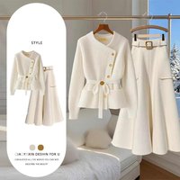 Clothing Elegant Knit Sweater & High Waist Skirt Set Chic Office Wear Comfortable & Stylish Plus Options Available