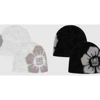Men's Floral Knit Beanie – Vintage Streetwear Cap (Retro & Face-Slimming)