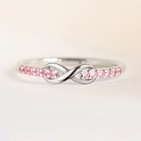 Hot sales Huitan Eternity Infinity Shape Women with Pink Cubic Zirconia Romantic Proposal Engagement Rings Gift Wedding Love