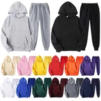 Tracksuits Blank Fleece Sweatpants Hoodie Set Jogging Suits Sweatsuit Joggers Chandals Para