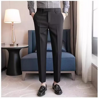 Clothing Classic British Style Dress Pants Slim Fit Straight Leg Formal Business Trousers Office Casual Wear 