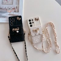 3D Bowknot Crossbody Card Holder Wallet Phone Case Samsung Galaxy S25 Ultra S24 S23 S21 S20 FE S22+ Plus Note 20 Soft Cover