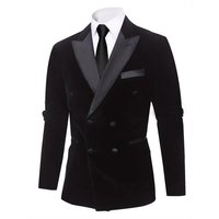 Clothing Fashion Velvet Casual Suit Jacket Wedding Banquet Groom Dress Double Breasted Suit