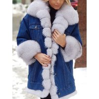 One piece denim coat long sleeves
