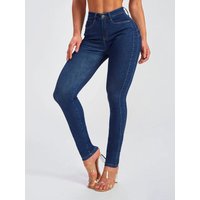 Clothing Slim Fitting Small Leg Pants Stretch High Waist Jeans Trousers
