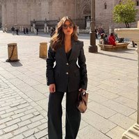 Women’s Clothing Style New Style Temperament Commuting Lapel Waist Slim Suit Denim Three Piece Suit