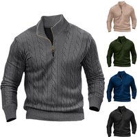 Men's Clothing men's long sleeved knitted sweater twisted half high collar zipper men's sweater bottoming shirt