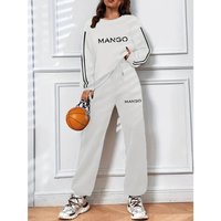 Women's Clothing Unisex Oversized Letter Print Hoodie Set - Soft Fleece Lined, Comfortable & Stylish Casual Wear - White/Black (S-XXL)