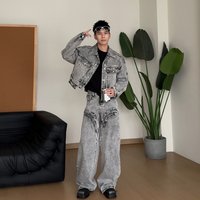 2025 American Trendy Brand Pi Shuai Spring Autumn Style High end Denim Jacket Pants Set Couples 2fa4