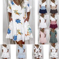 short print ruffled pocket dress