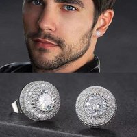 Earrings For Men’s Hip-hop, Round, Full Diamond, Zircon Earrings, Trendy, Niche, Luxurious, And High-end Earrings