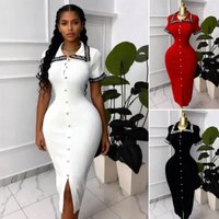 Block Knit Dress Lace Collar Single Breasted Slim Fit Midi Skirt
