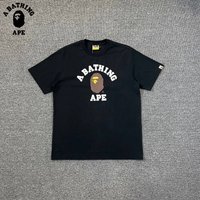 A BATHING APE BAPE-Ape Man Small Head Classic Letter Printed Short Sleeved T-shirt Made Of Pure Cotton Fabric