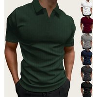  Slim Fit V Neck Polo Shirt – Breathable & Wrinkle Resistant Casual Tee – S 3XL
