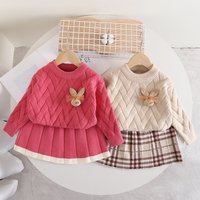 Sweater Dress Autumn Winter Pure Rabbit Head Knitting Two piece Long Sleeve