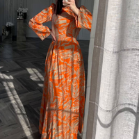Clothing High End Long Sleeved High Waisted Slim Fitting Long Dress