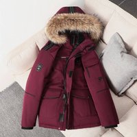 Men's Long US Map Puffer Coat - Knee-Length Winter Jacket With Hood, Streetwear Style