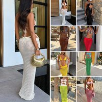 Stylish Openwork Knit Bodycon Beach Skirt Cover Up Summer Vacation Textured Skirt Fits True To Sexy Style
