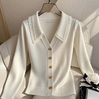 Lace Trimmed Oversized Knit Cardigan – Pure & Cozy Long Sleeve Top 